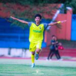 Selebrasi penyerang Celebest FC Palu Mohamad Rifki usai mencetak gol ke gawang Persiker Keerom Papua di Stadion UNS Solo pada Minggu sore (31/5/2026)