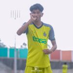 Selebrasi penyerang Celebest Mohamad ‘’Uci’’ Rifki setelah mencetak gol ke gawang Persada di pertandingan Babak 32 Besar Liga 4 Nasional 2025/2026 di Stadion Kebogiri, Boyolali, Jawa Tengah, Rabu sore (10/6/2026).